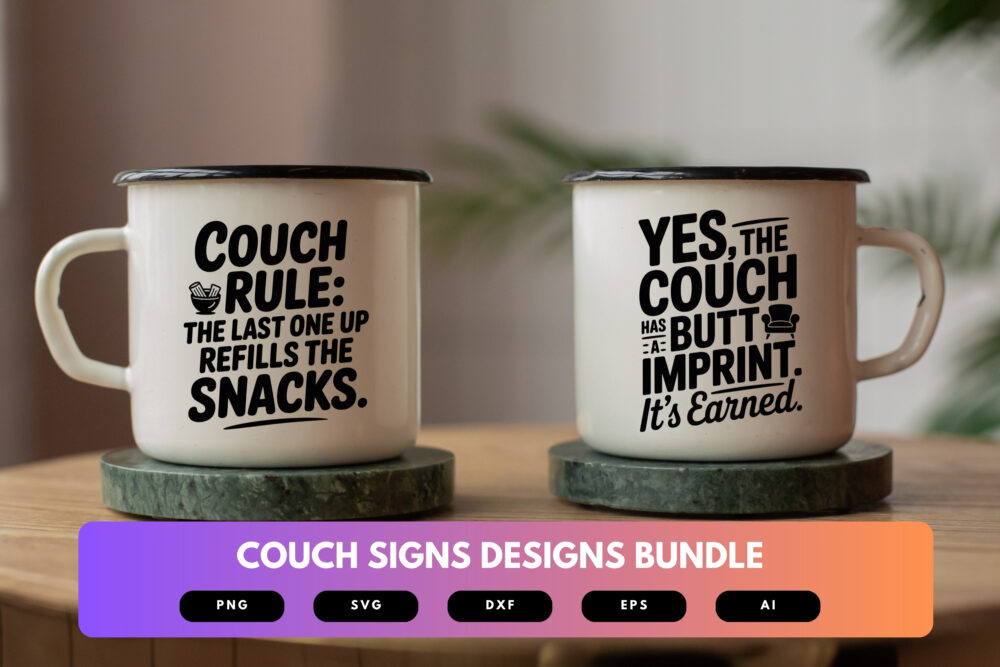 Couch SVG Bundle | Funny Living Room Sign Cut Files for Cricut, Lazy Quote Clipart, Family Room Decor Designs - Image 7