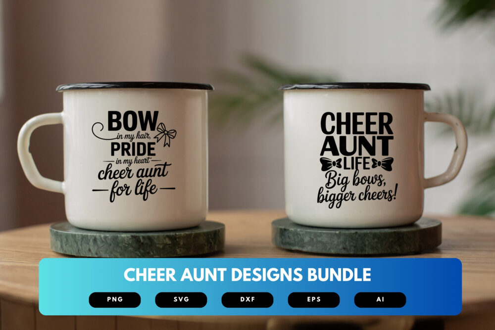 Cheer Aunt SVG Bundle | Cheerleading Clipart, Quotes & Spirit Cut Files for Cricut, Sublimation, Pom Pom Designs - Image 6
