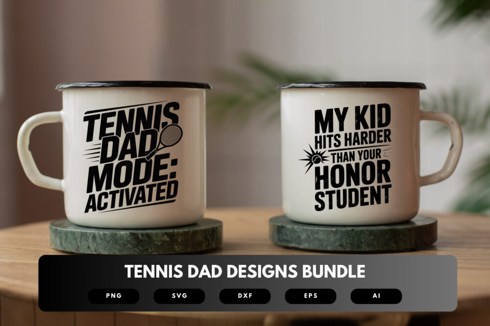 Tennis Dad SVG Bundle | Sports Clipart, Funny Father Silhouette Cut Files for Cricut & Sublimation - Image 6