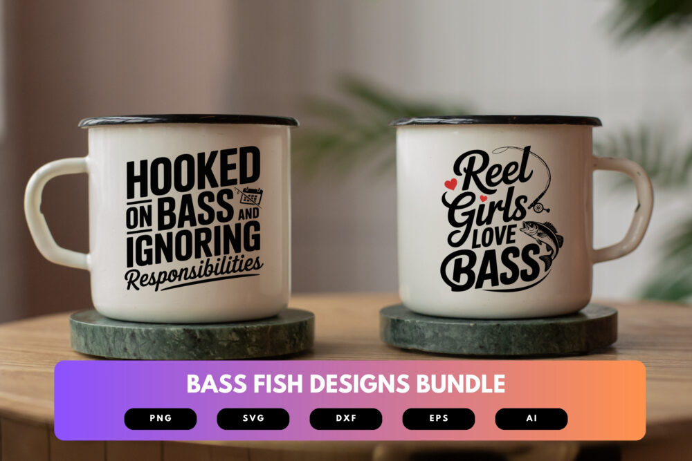 Bass Fish SVG Bundle | Fishing Silhouette Clipart, Angler Cut Files for Cricut & Sublimation - Image 6