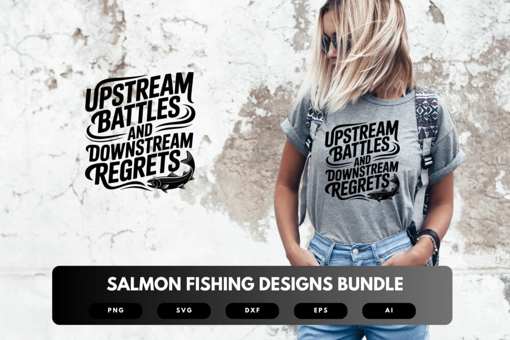 Salmon Fishing SVG Bundle | Angler Clipart, Fishing Quote Cut Files for Cricut & Sublimation - Image 5