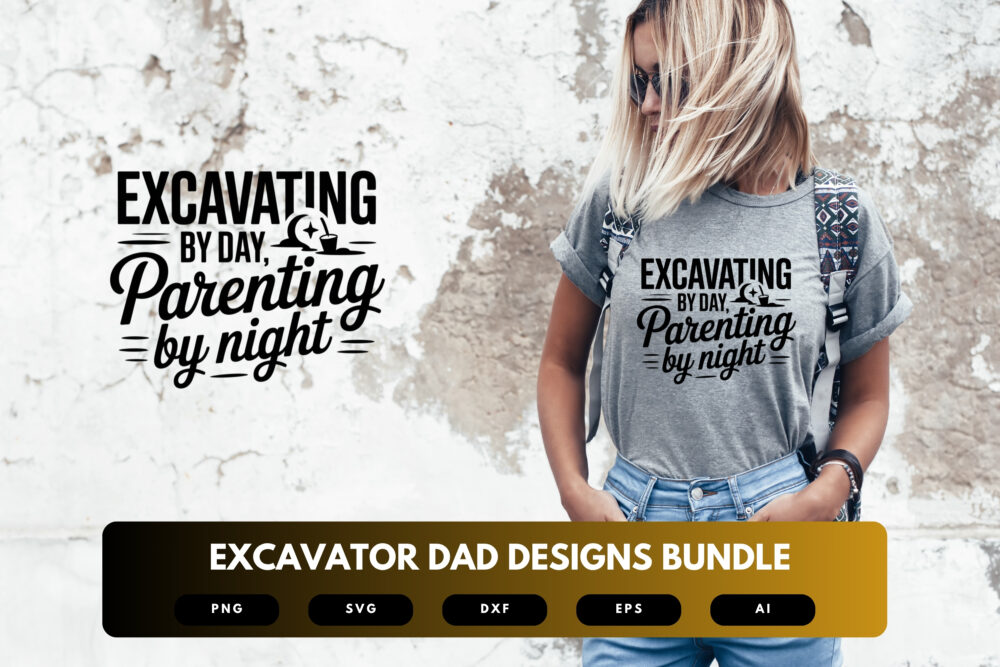 Excavator Dad SVG Bundle | Heavy Machinery Clipart, Construction Silhouette Cut Files for Cricut & Sublimation - Image 5