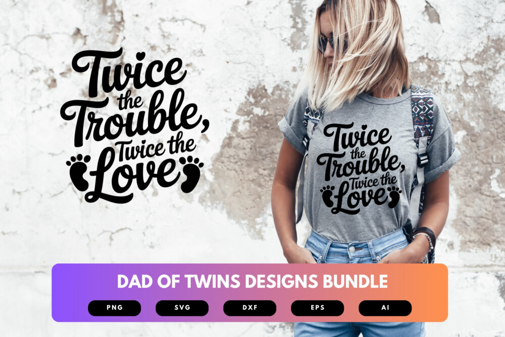 Dad of Twins SVG Bundle | Fatherhood Clipart, Twin Dad Silhouette Cut Files for Cricut & Sublimation - Image 6