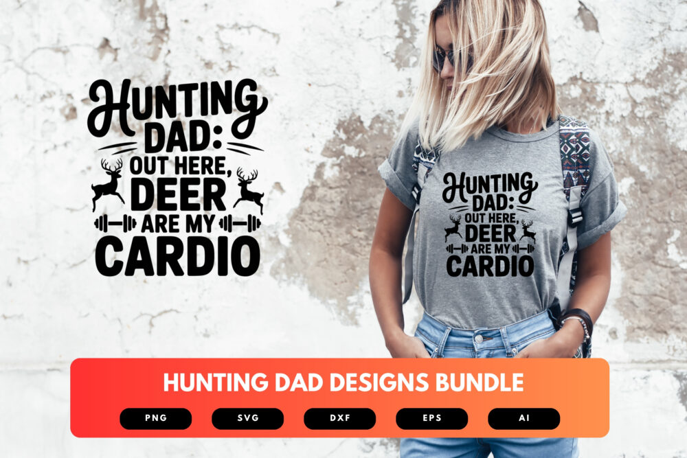 Hunting Dad SVG Bundle | Deer Antler Clipart, Outdoorsman Silhouette Cut Files for Cricut & Sublimation - Image 6