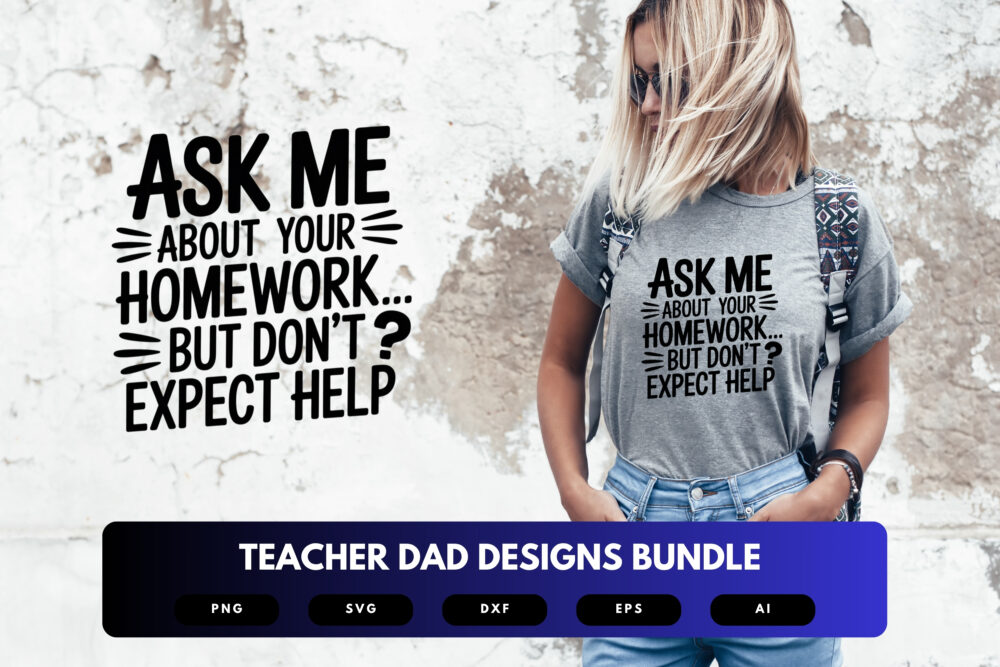 Teacher Dad SVG Bundle | Education Clipart, School Silhouette Cut Files for Cricut & Sublimation - Image 6