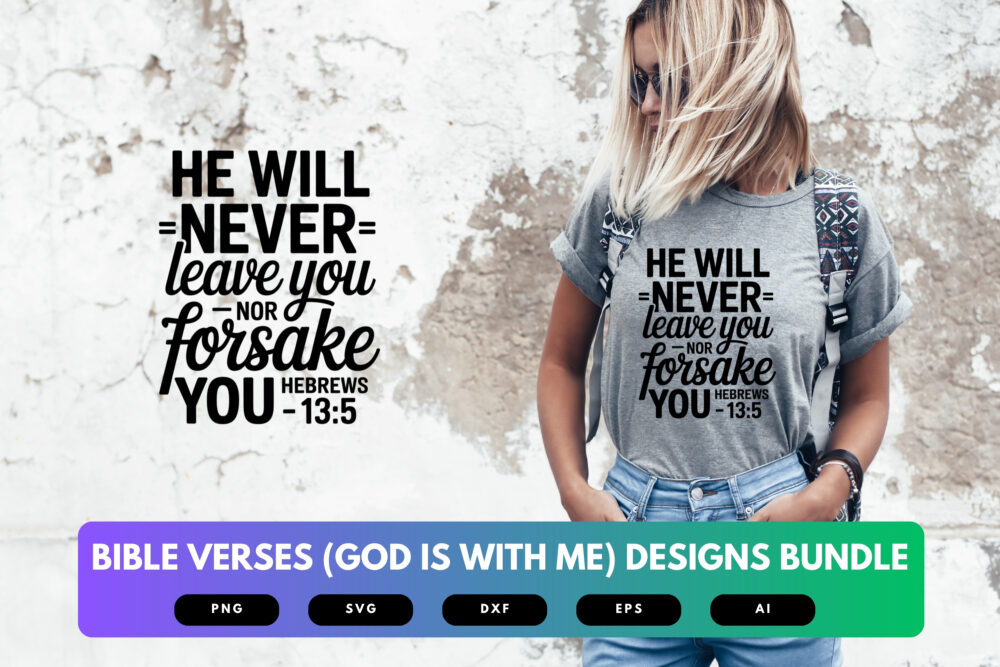 God Is With Me SVG Bundle | Bible Verse Cut Files, Christian Encouragement Designs for Cricut & Sublimation - Image 6