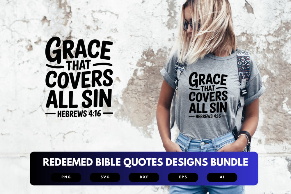 Redeemed SVG Bundle | Bible Verse Cut Files, Christian Inspirational Quotes for Cricut & Sublimation - Image 6