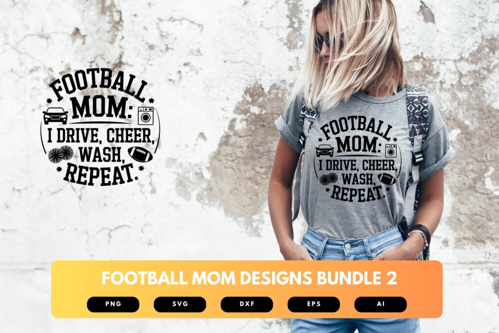 Football Mom SVG Bundle | Game Day Clipart, Proud Sports Mom Silhouette Cut Files for Cricut & Sublimation - Image 5