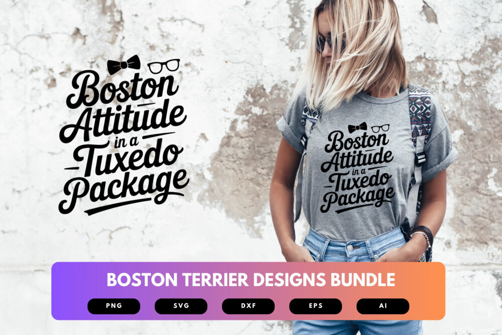 Boston Terrier SVG Bundle | Dog Clipart, Funny Pet Silhouette Cut Files for Cricut & Sublimation - Image 5