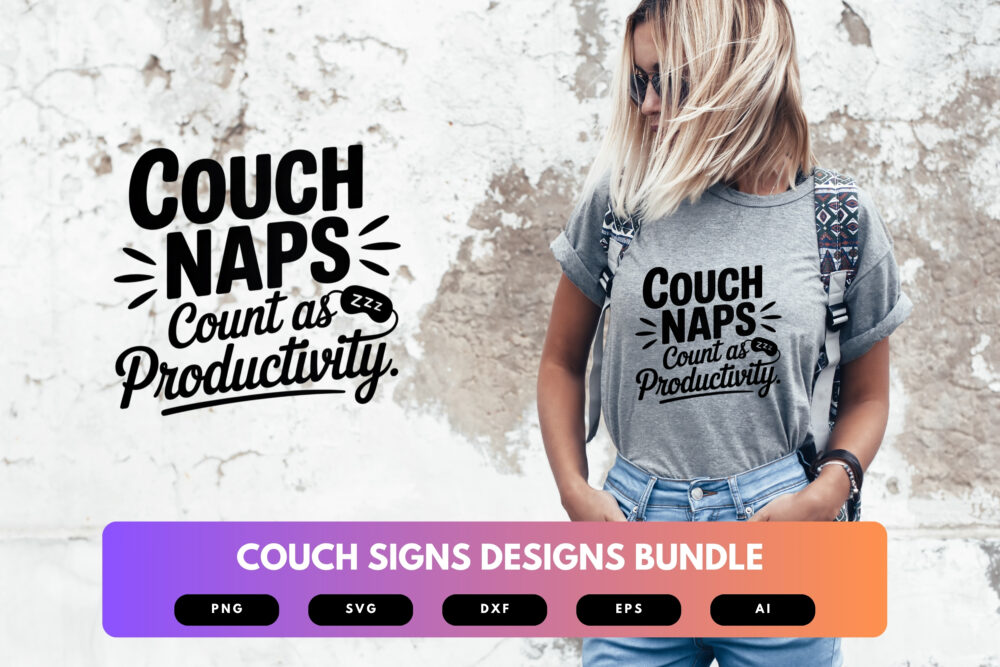 Couch SVG Bundle | Funny Living Room Sign Cut Files for Cricut, Lazy Quote Clipart, Family Room Decor Designs - Image 6