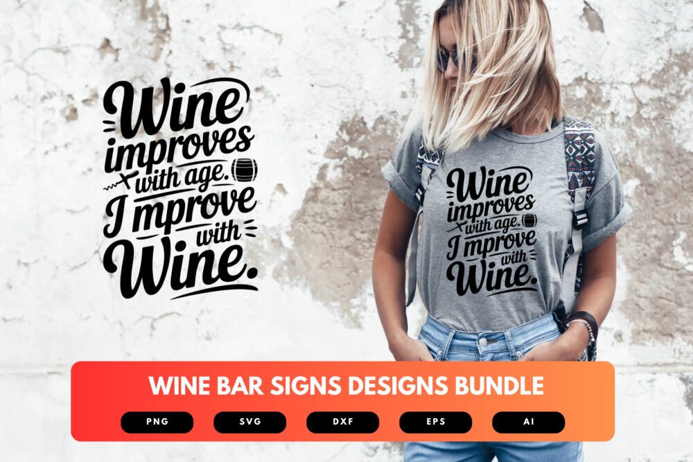 Wine Bar Signs SVG Bundle | Funny , Elegant Wine Quote Cut Files for Cricut, Bar & Kitchen Decor Clipart - Image 5