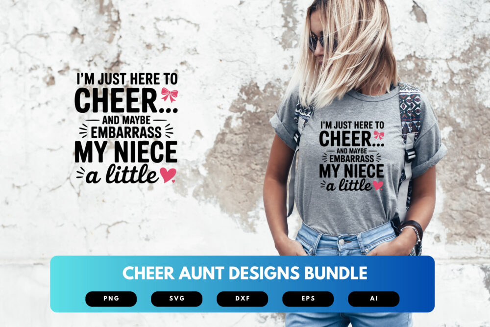 Cheer Aunt SVG Bundle | Cheerleading Clipart, Quotes & Spirit Cut Files for Cricut, Sublimation, Pom Pom Designs - Image 5