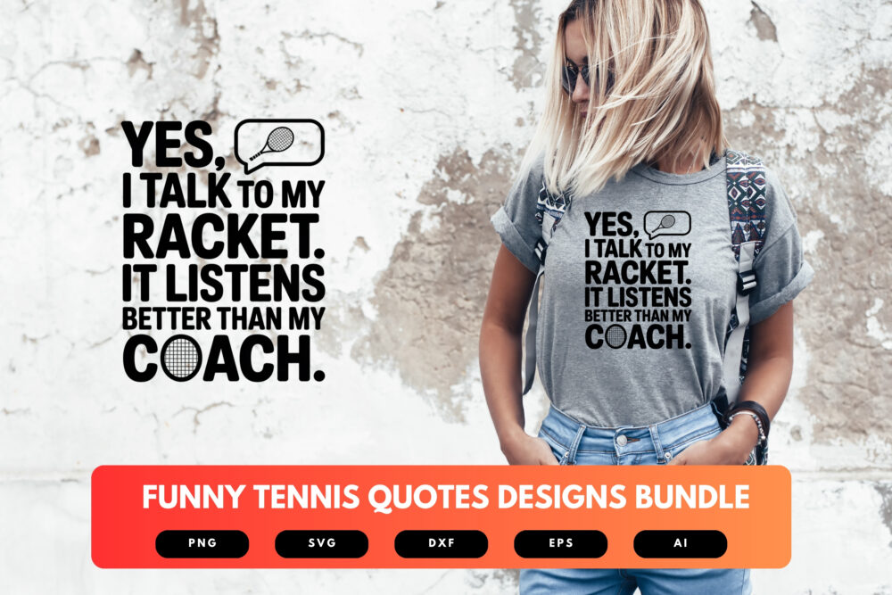 Funny Tennis SVG Bundle | Tennis Quotes Clipart, Sports Silhouette Cut Files for Cricut & Sublimation - Image 5