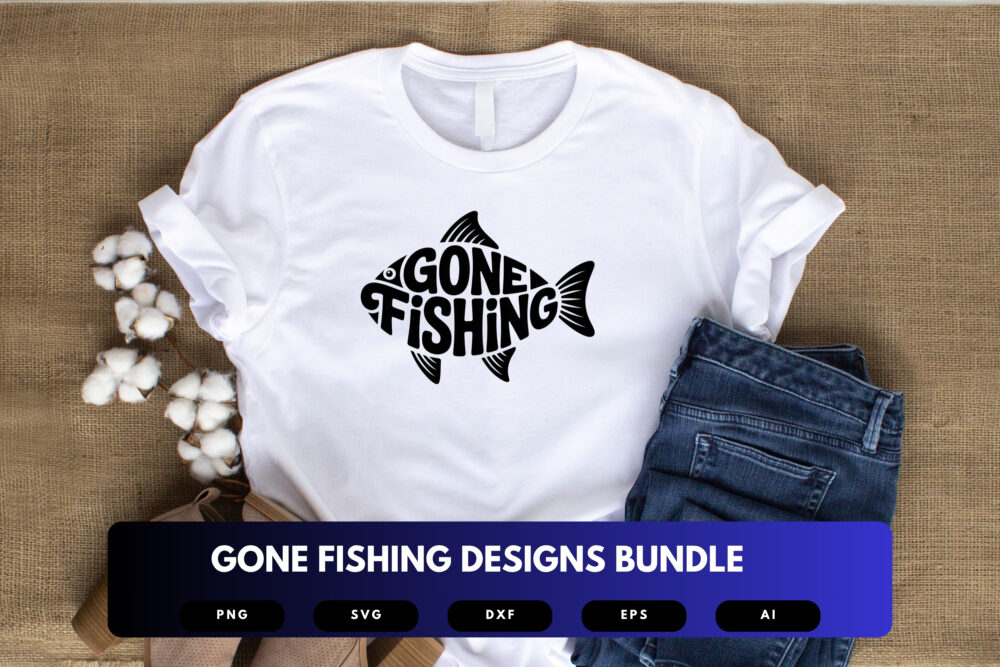 Gone Fishing SVG Bundle | Fishing Quote Clipart, Angler Silhouette Cut Files for Cricut & Sublimation - Image 4
