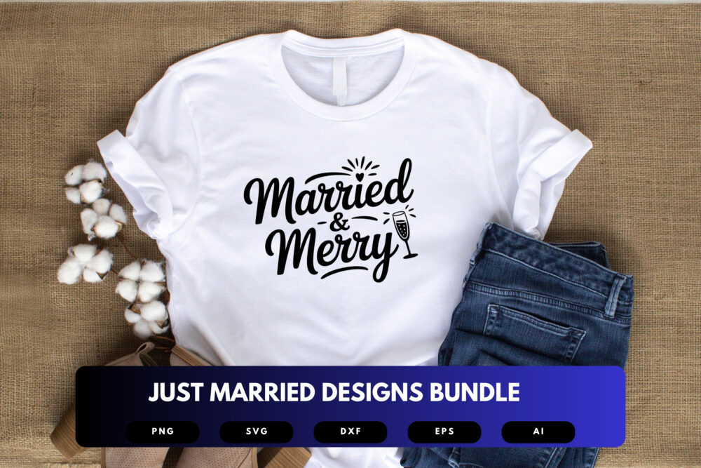 Just Married SVG Bundle | Wedding Quotes, Newlywed Clipart , Silhouette Cut Files for Cricut & Sublimation - Image 5