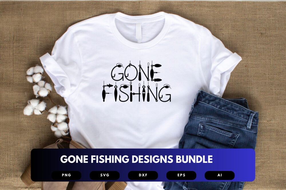 Gone Fishing SVG Bundle | Fishing Quote Clipart, Angler Silhouette Cut Files for Cricut & Sublimation - Image 3