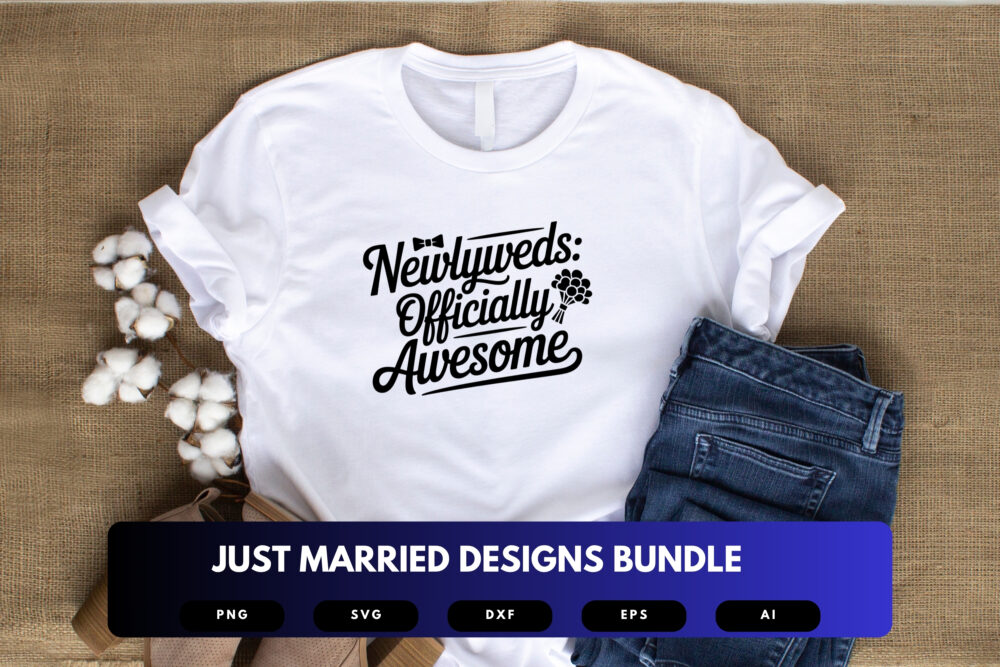 Just Married SVG Bundle | Wedding Quotes, Newlywed Clipart , Silhouette Cut Files for Cricut & Sublimation - Image 4
