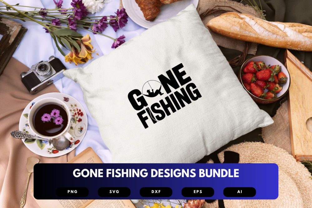 Gone Fishing SVG Bundle | Fishing Quote Clipart, Angler Silhouette Cut Files for Cricut & Sublimation - Image 2