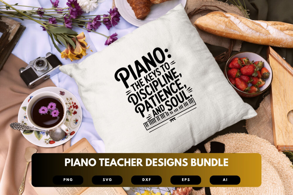 Piano Teacher SVG Bundle | Music Quote Clipart, Keyboard Silhouette Cut Files for Cricut & Sublimation - Image 2