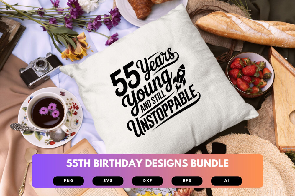 55th Birthday SVG Bundle | Funny Fifty-Five Clipart, Milestone Birthday Cut Files for Cricut & Sublimation - Image 3