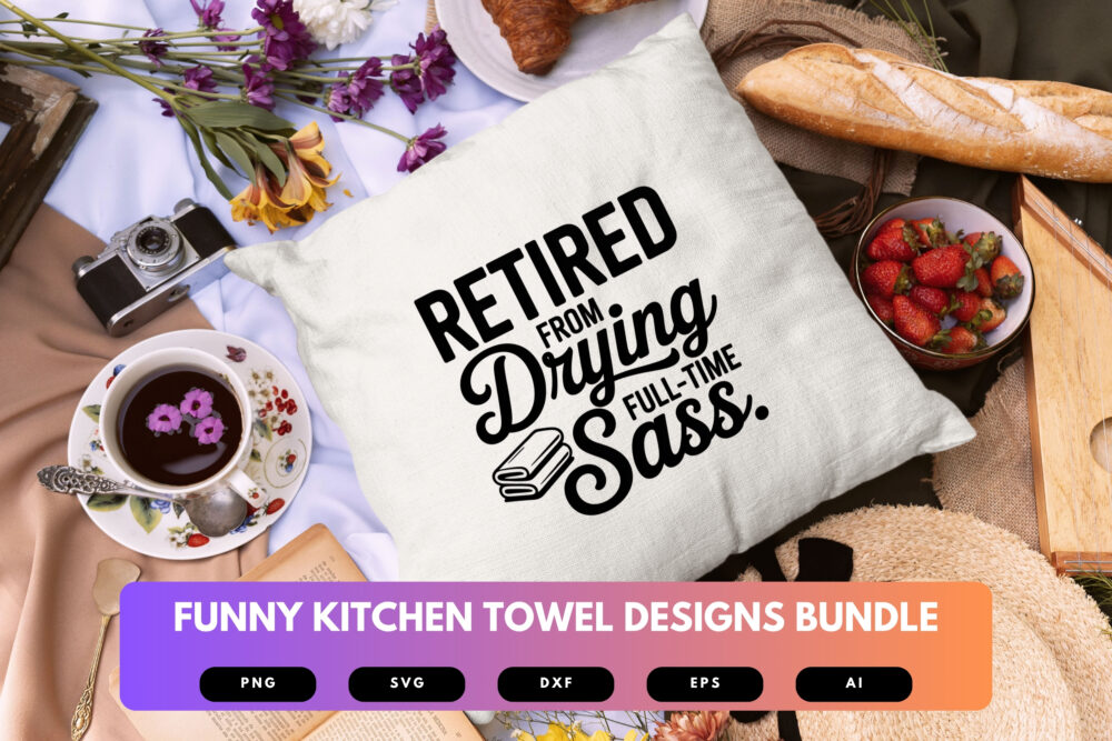 Funny Kitchen SVG Bundle | Dish Towel Sayings, Cooking Clipart , Cricut Cut Files for Farmhouse & Home Decor - Image 3