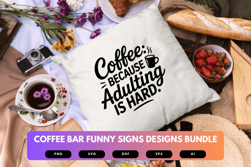 Coffee Bar SVG Bundle | Funny Coffee Quote Cut Files for Cricut, Café Sign Clipart, Barista Wall Decor Designs - Image 3
