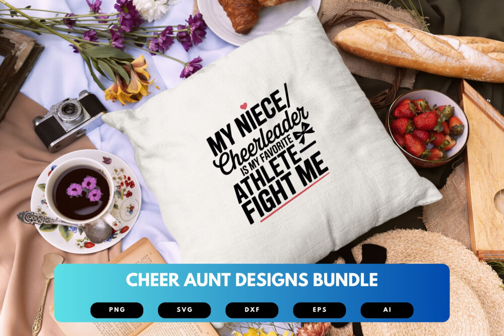 Cheer Aunt SVG Bundle | Cheerleading Clipart, Quotes & Spirit Cut Files for Cricut, Sublimation, Pom Pom Designs - Image 2