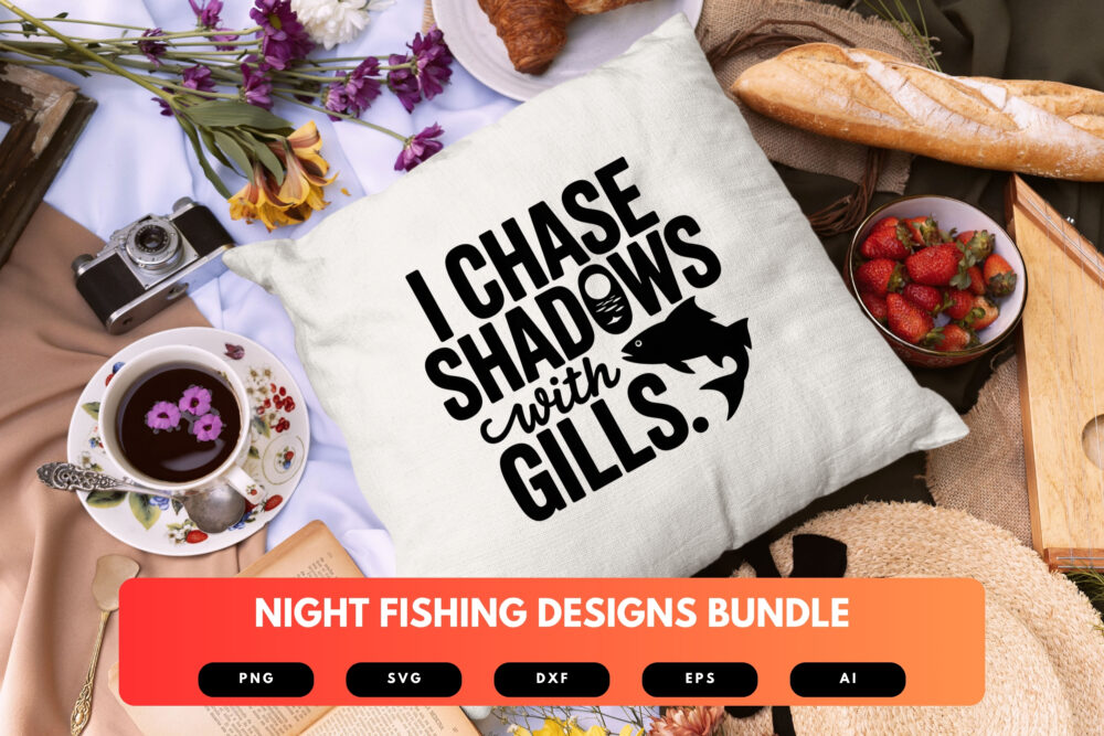 Night Fishing SVG Bundle | Moonlight Angler Cut Files for Cricut, Sublimation & Freshwater Apparel - Image 3
