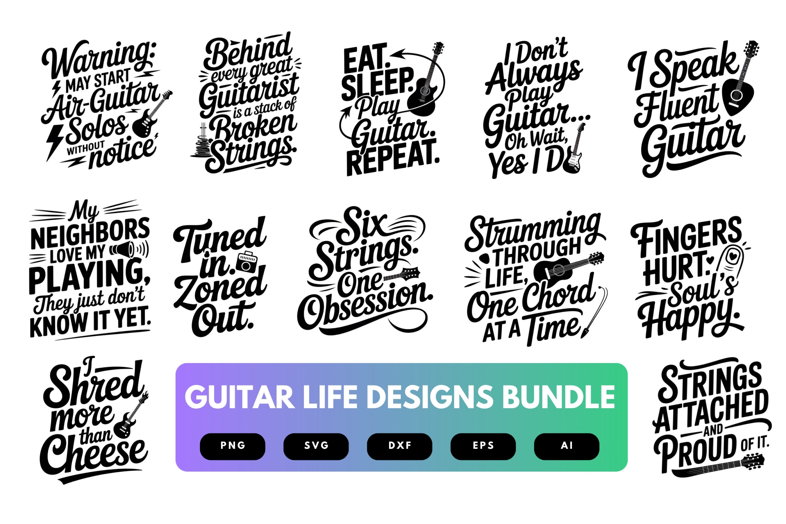 Guitar Life SVG Bundle | Musician Clipart, Acoustic , Electric Guitar Silhouette Cut Files for Cricut & Sublimation Guitar Life SVG Bundle | Musician Clipart, Acoustic , Electric Guitar Silhouette Cut Files for Cricut & Sublimation