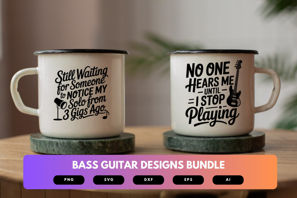 Bass Guitar SVG Bundle | Electric Guitar Clipart, Musician Silhouette Cut Files for Cricut & Sublimation - Image 7
