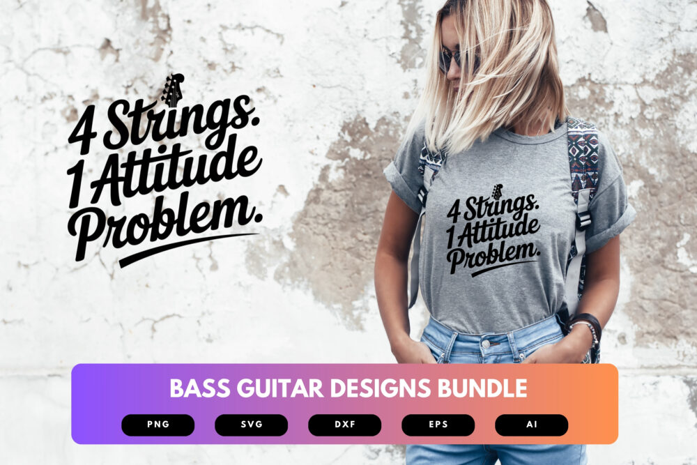 Bass Guitar SVG Bundle | Electric Guitar Clipart, Musician Silhouette Cut Files for Cricut & Sublimation - Image 6