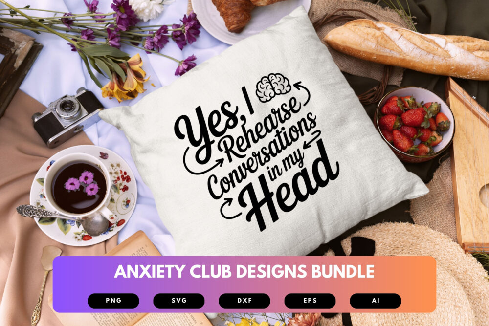 Anxiety Club SVG Bundle | Mental Health Humor Cut Files, Introvert Quote Clipart for Cricut & Sublimation - Image 3