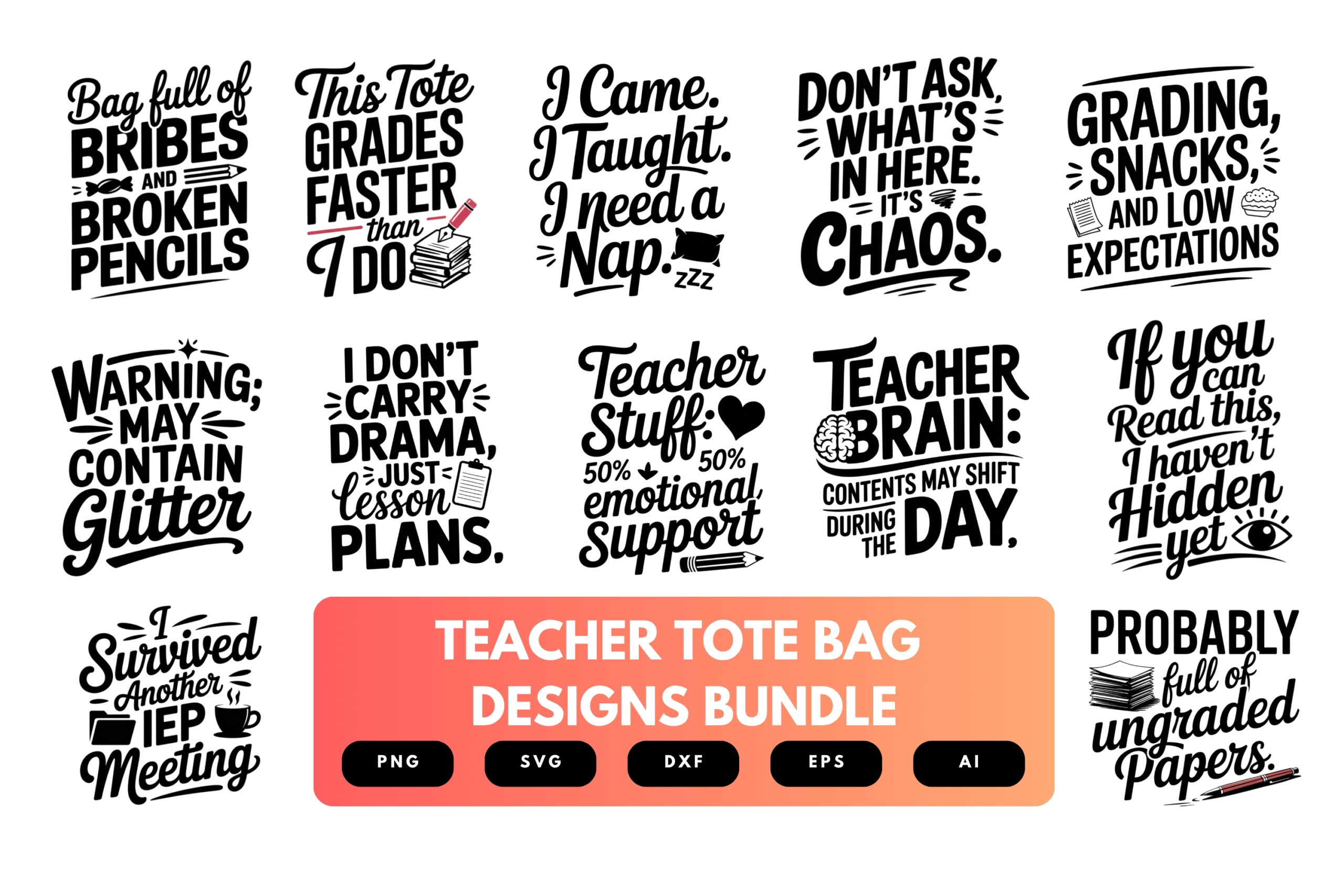 Teacher Tote Bag SVG Bundle | School Quote Cut Files, Teacher Appreciation Clipart for Cricut & Sublimation Teacher Tote Bag SVG Bundle | School Quote Cut Files, Teacher Appreciation Clipart for Cricut & Sublimation