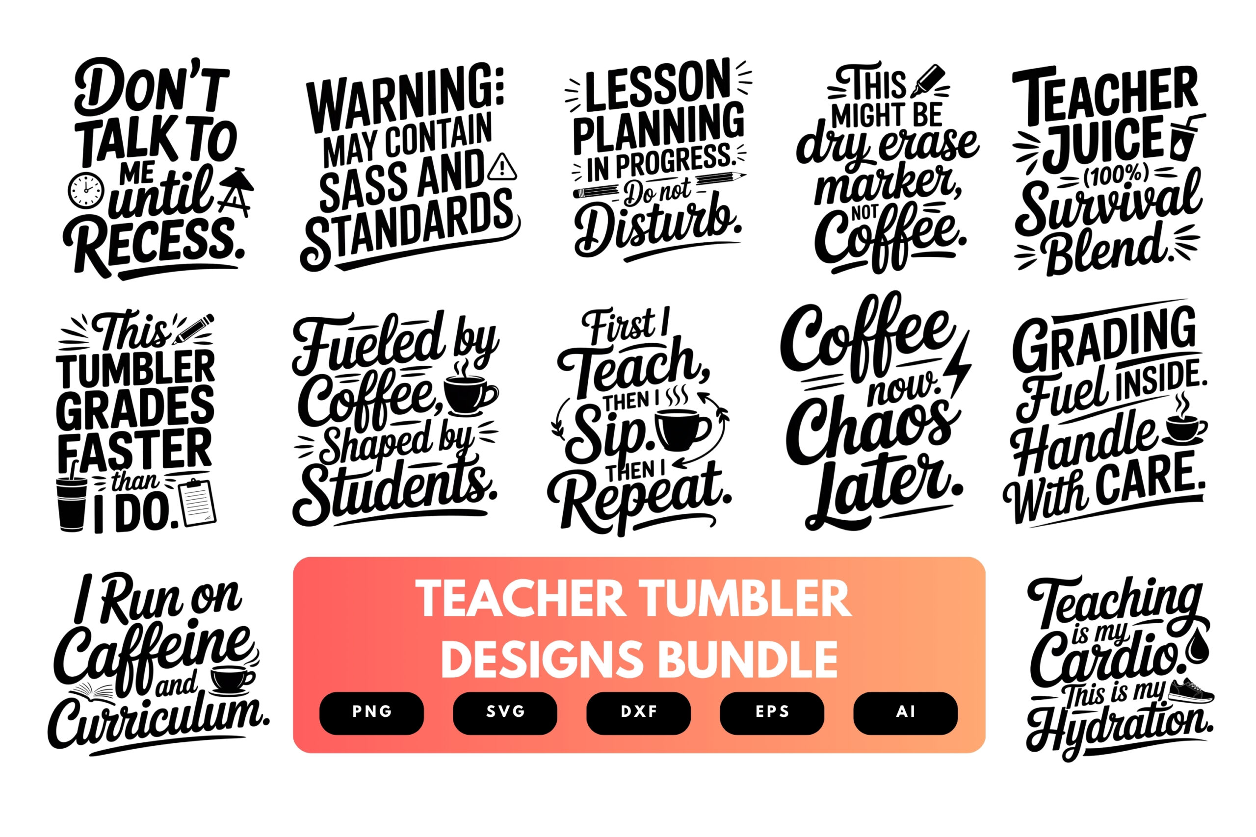 Teacher Tumbler SVG Bundle | Funny School Quotes, Educator Cut Files for Cricut & Sublimation Teacher Tumbler SVG Bundle | Funny School Quotes, Educator Cut Files for Cricut & Sublimation