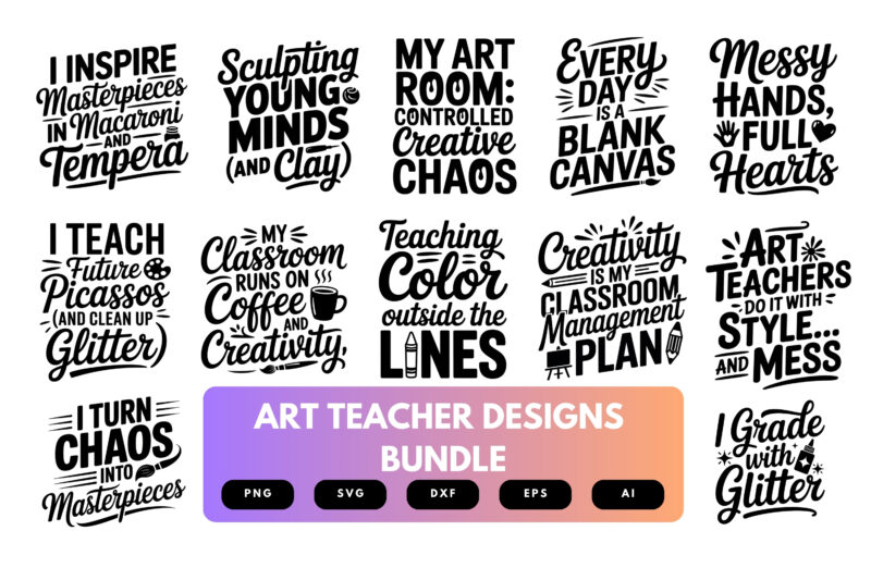 Art Teacher SVG Bundle | Creative School Clipart, Teaching Cut Files for Cricut & Sublimation
